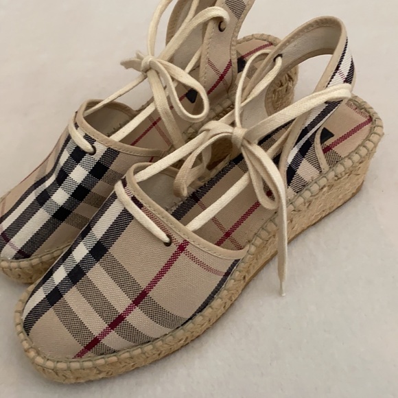 Burberry | Nova Check Canvas Closed Toe Tie Slingback Espadrilles EU 39/US 9 - Picture 6 of 14